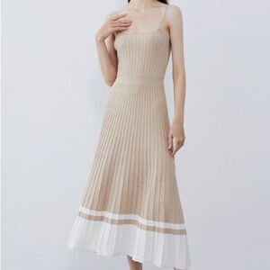 Olivaceous Ribbed Knit Dress in Cream